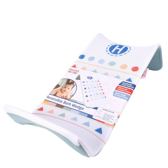 Hopscotch Lane Reversible Bath Wedge - White & Green Mesh Infant Bath Seat, Unisex, Ages 3-6 Months, Hopscotch Lane
