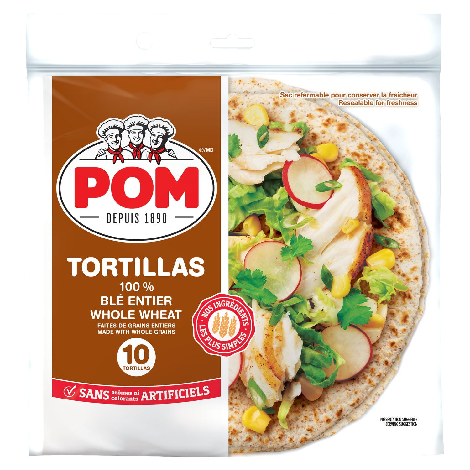 POM® 100% Whole Wheat Medium Tortillas, 340 g