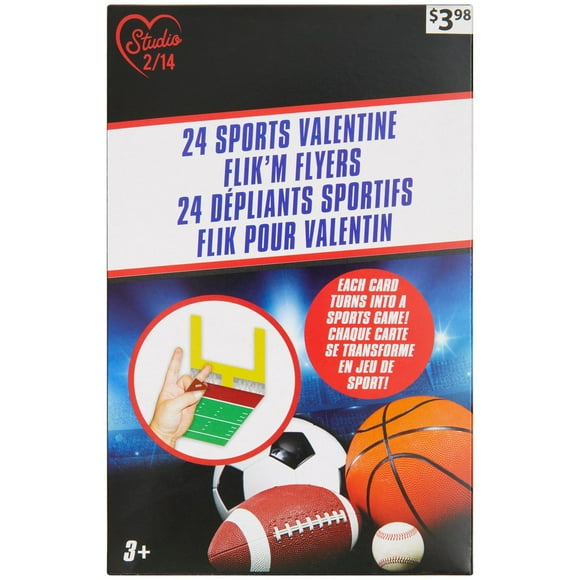 Studio 2/14 Sports Flik'm Flyers Cartes de Saint-Valentin, Activité sur papier, Multi-couleurs, 24 Compter