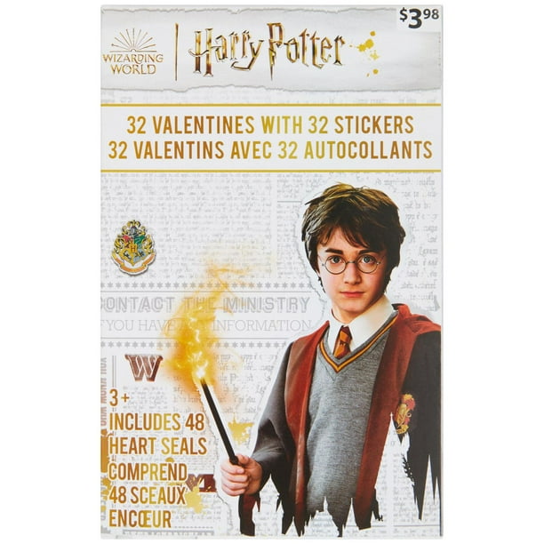 Harry Potter Valentine Cards with Stickers, Multi-Colored, 32 Count ...