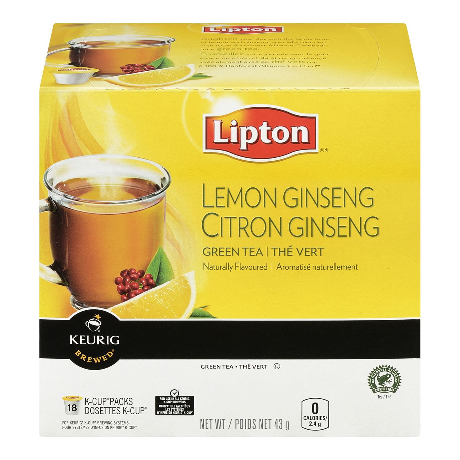 Lipton® Lemon Ginseng Green Tea Walmart Canada