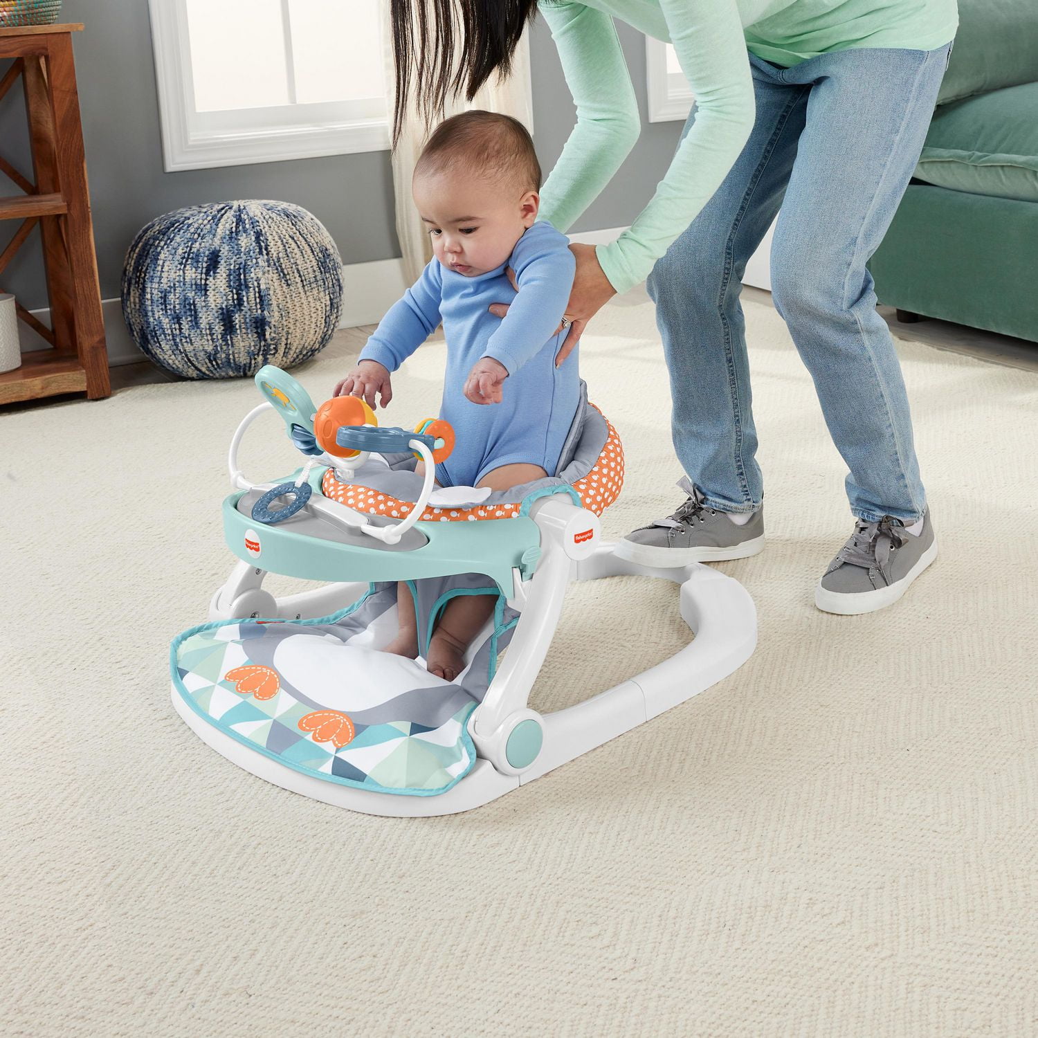 Fisher-Price Sit-Me-Up Floor Seat Portable Baby Chair with Snack