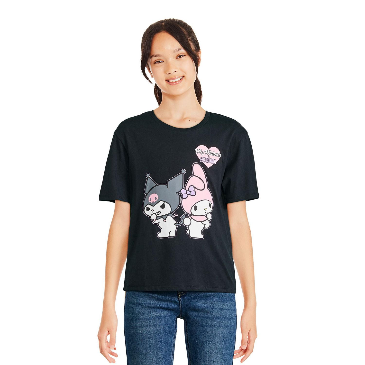 T-shirt à manches courtes My Melody et Kuromi pour filles Tailles TP–TG
