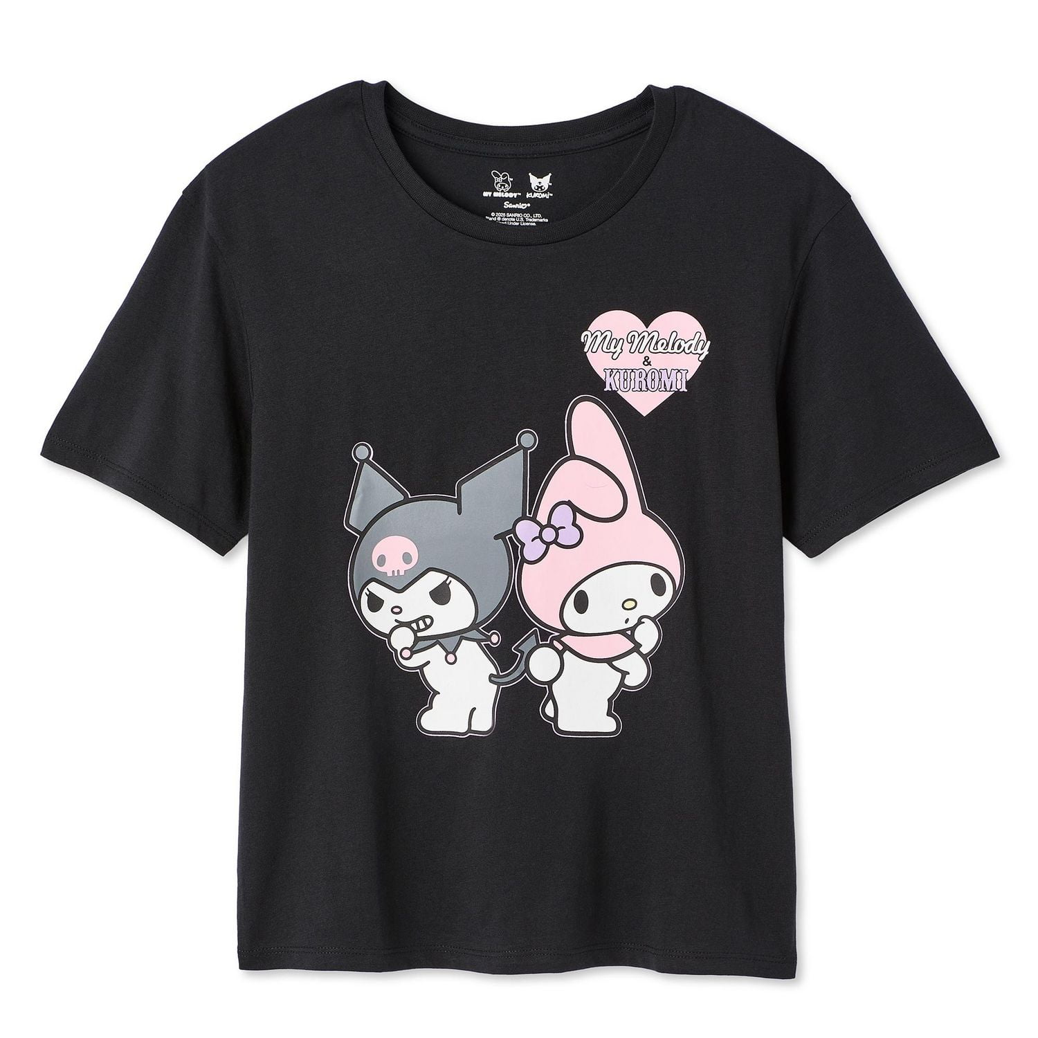 T-shirt à manches courtes My Melody et Kuromi pour filles Tailles TP–TG