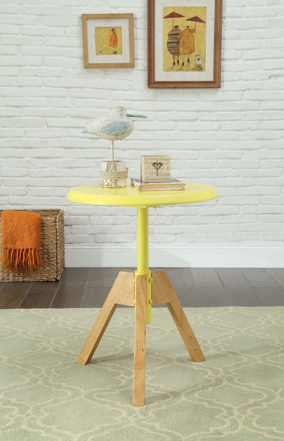 ACME Lumina End Table in Yellow & Natural Walmart Canada
