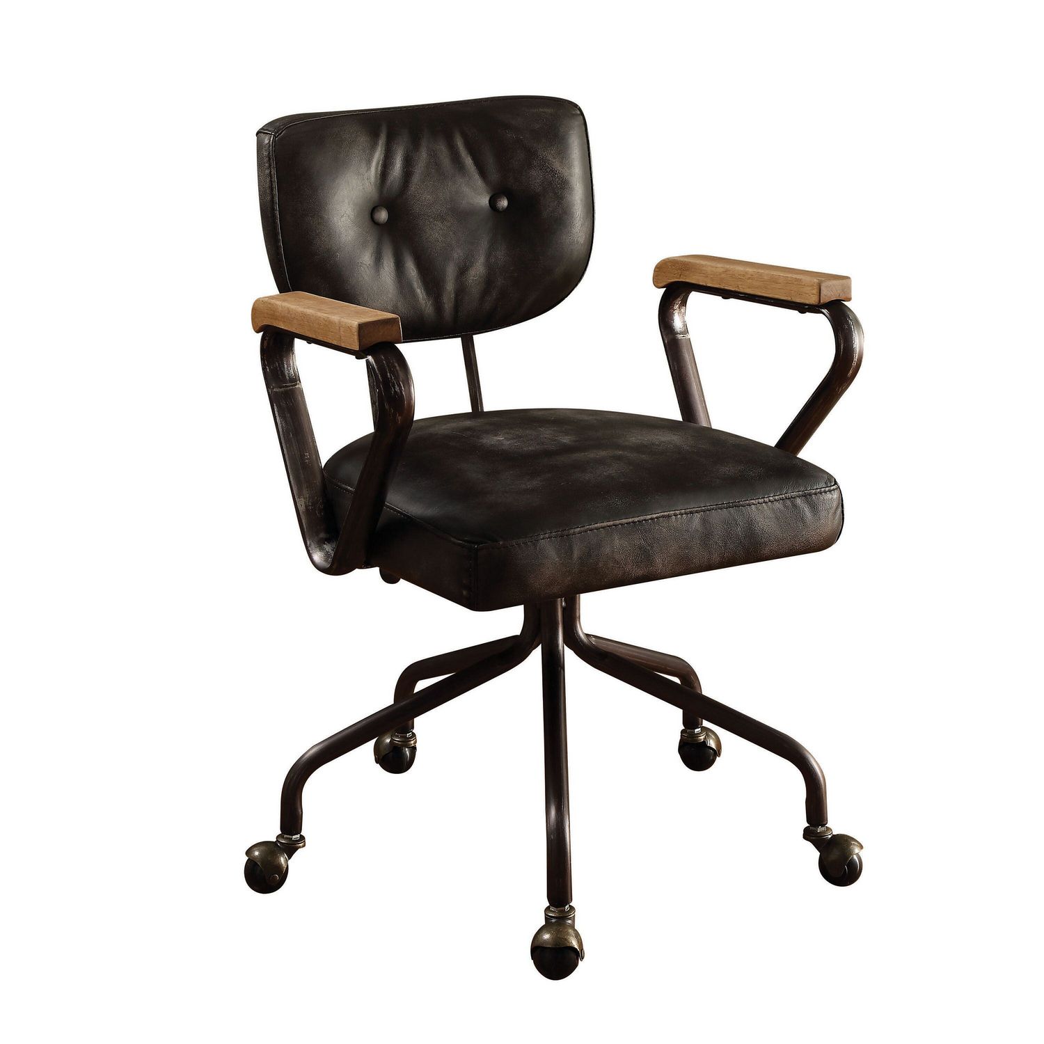 Acme Hallie Executive Office Chair In Vintage Black Top Grain Leather Walmart Canada