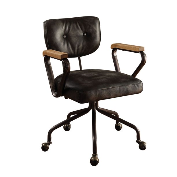 ACME Hallie Executive Office Chair in Vintage Black Top Grain Leather