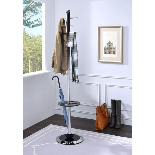 ACME Belen Coat Rack in Dark Walnut & Chrome