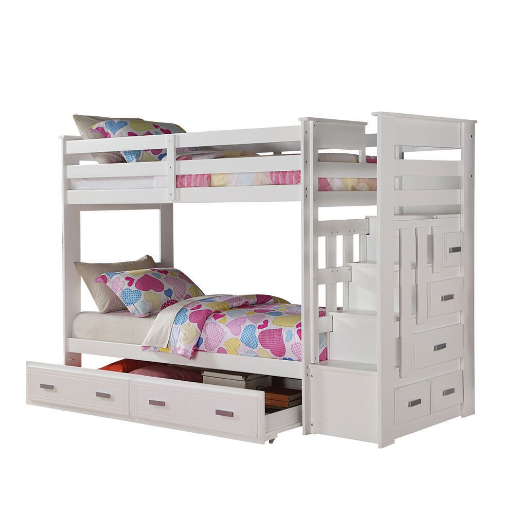 ACME Allentown Twin over Twin Bunk Bed with Storage Ladder 