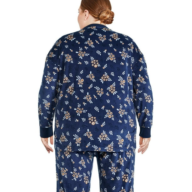 PS13686-22-3X Plus Size Long Sleeve Floral Pajama Set, Red - 3X 