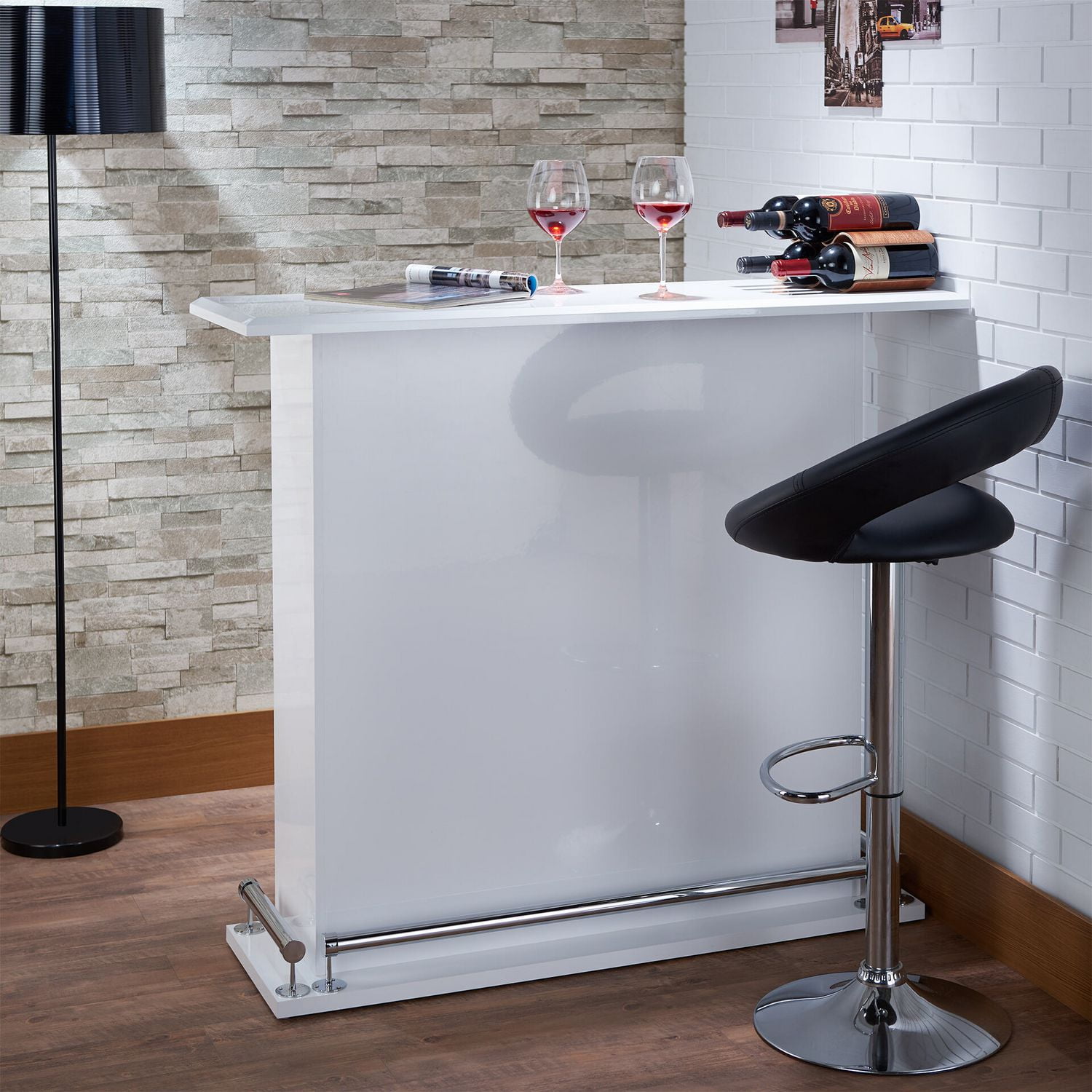 glossy white bar table