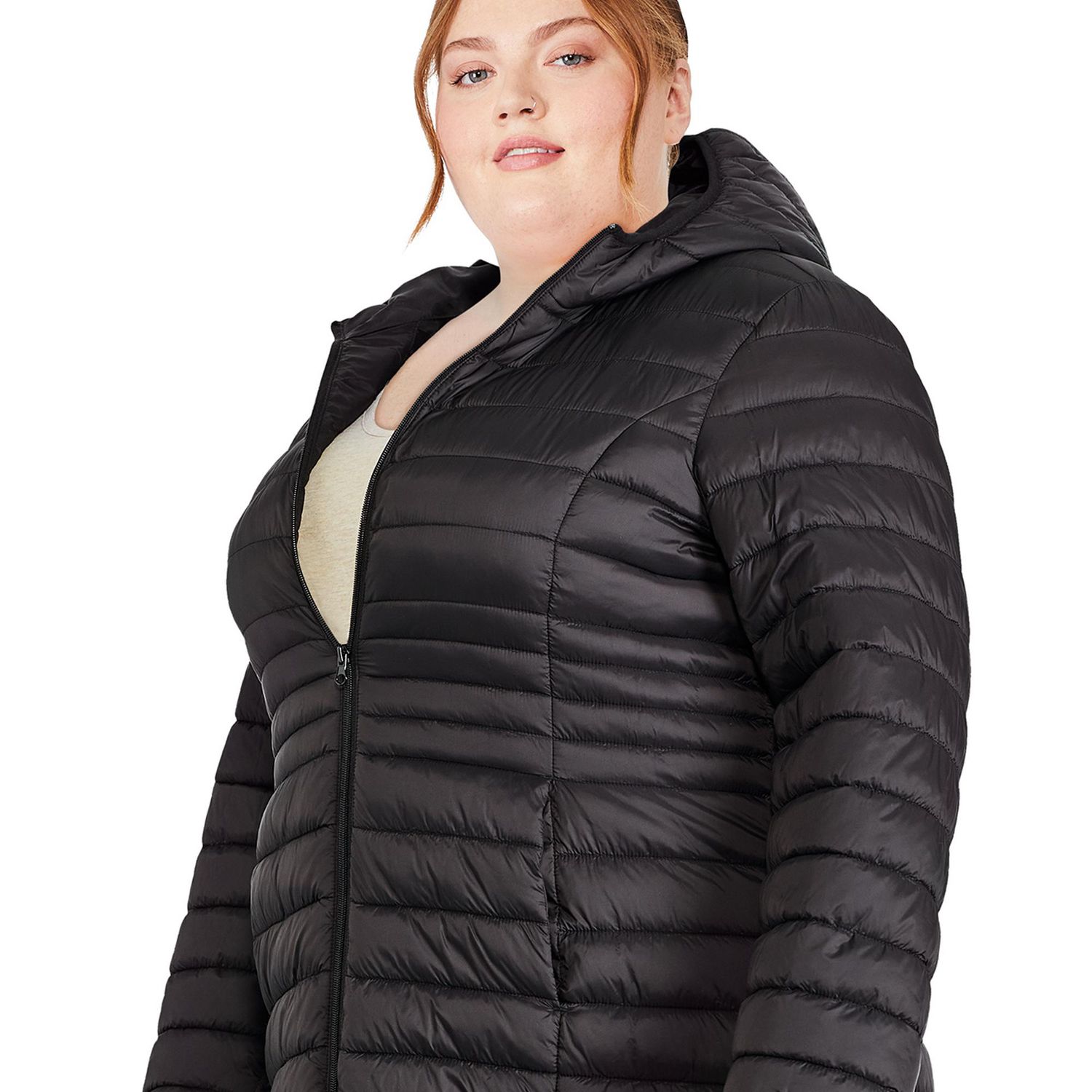 Black puffer store jacket plus size