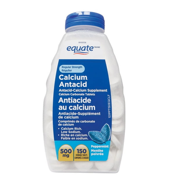 Equate Régulier Antiacide au Calcium, Menthepoivrée 500mg 150 COMPRIMÉS ...