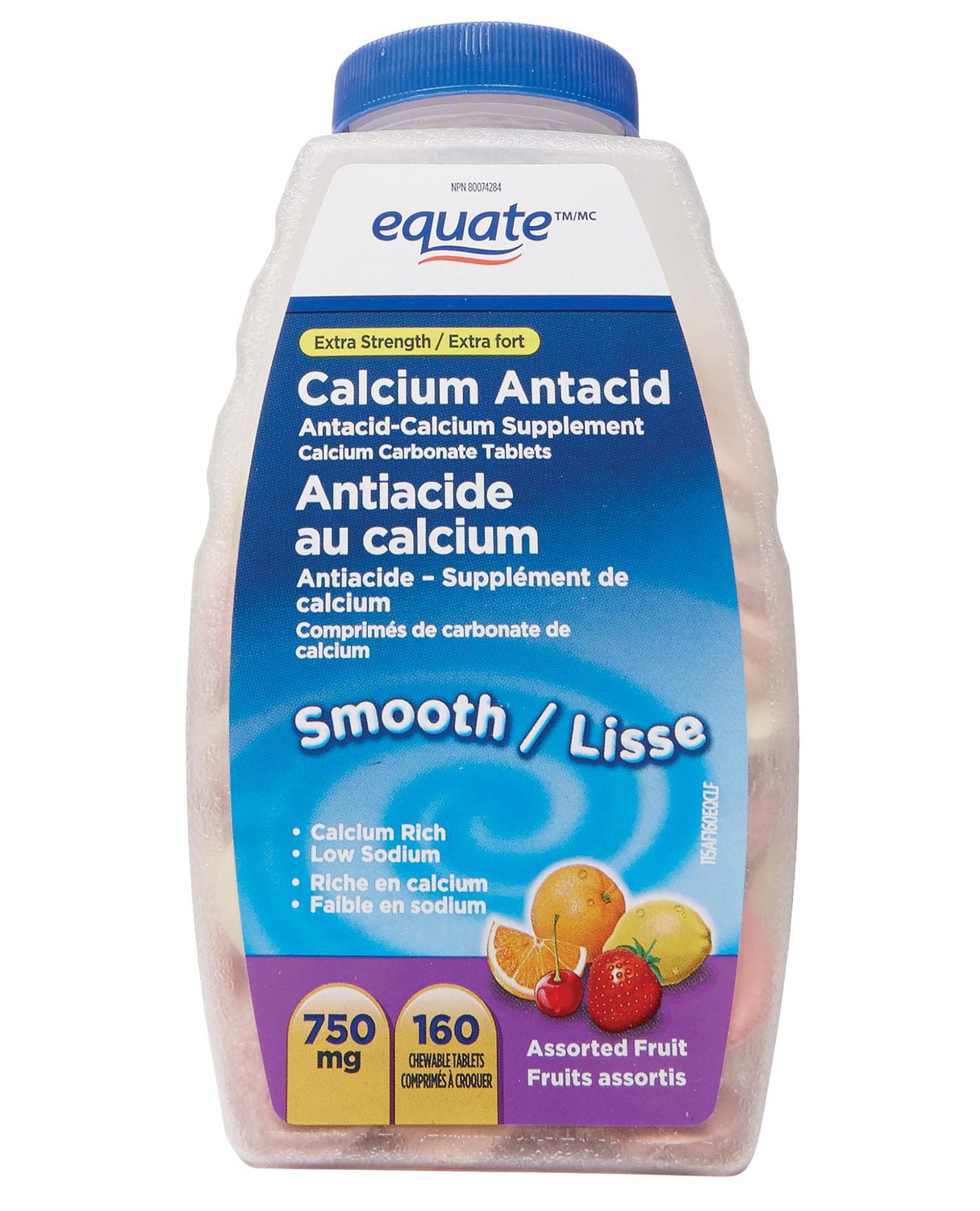 Equate Extra Strength Calcium Antacid, Smooth Assorted Fruit 750mg