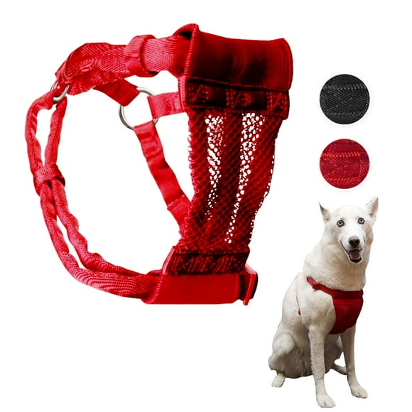 Sporn Comfort Dog Harness, Elastic Padded Webbing Mesh Dog Harness, Red, Large