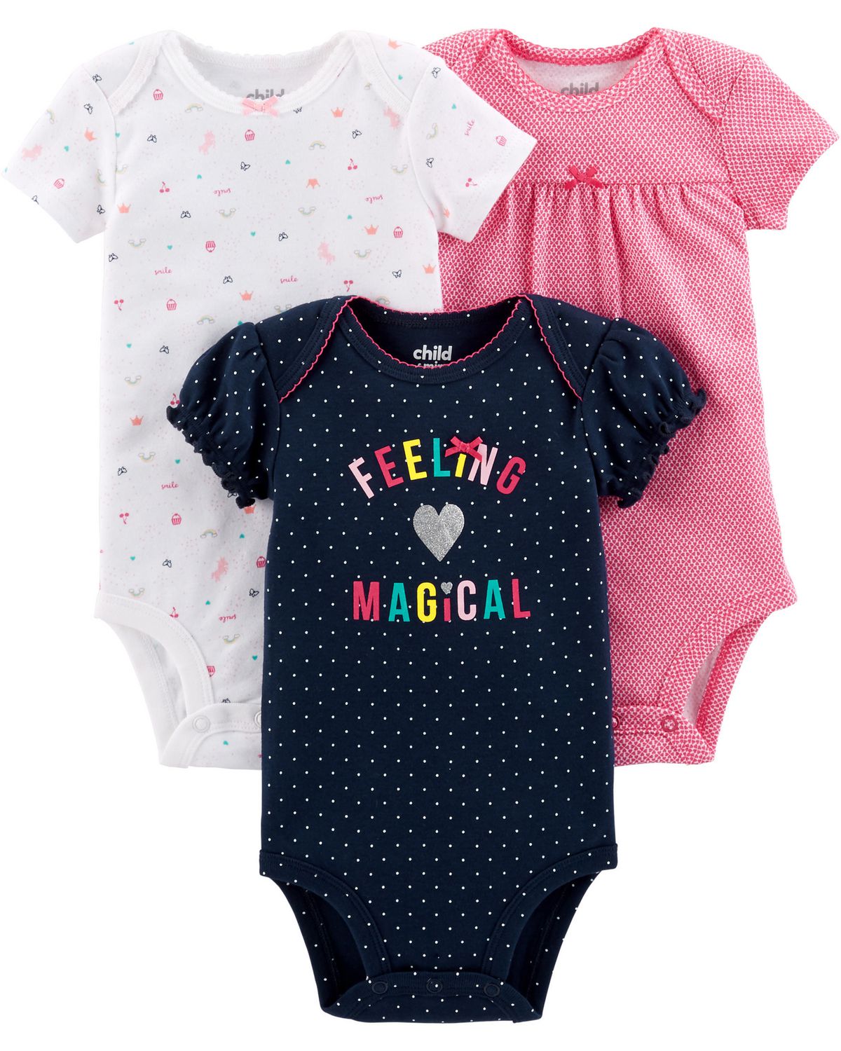 Child of Mine made by Carter's 3Pack Newborn Girls Bodysuits - Magic ...