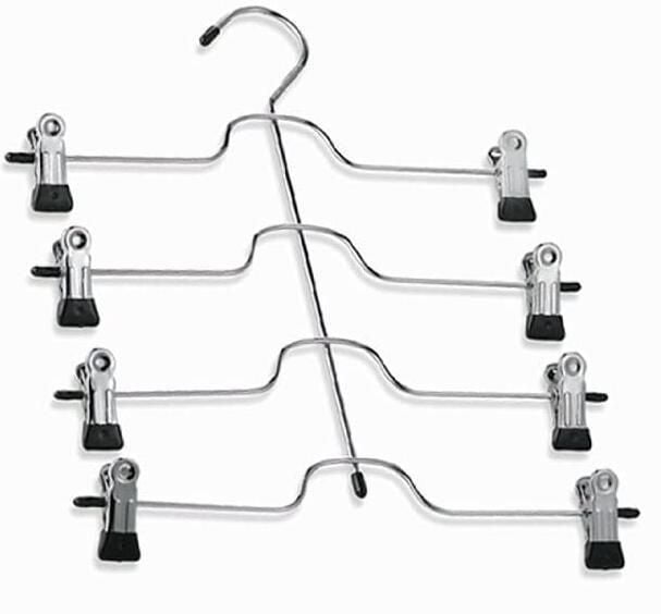 Mainstays Multifunctional Metal Pants Skirts Hangers with Adjustable Clips black 4 Tier Metal Hanger with Clips