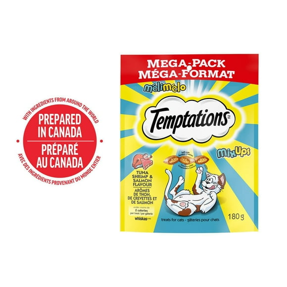 Temptations MixUps Tuna, Shrimp & Salmon Flavour Soft & Crunchy Adult Cat Treats, 180g