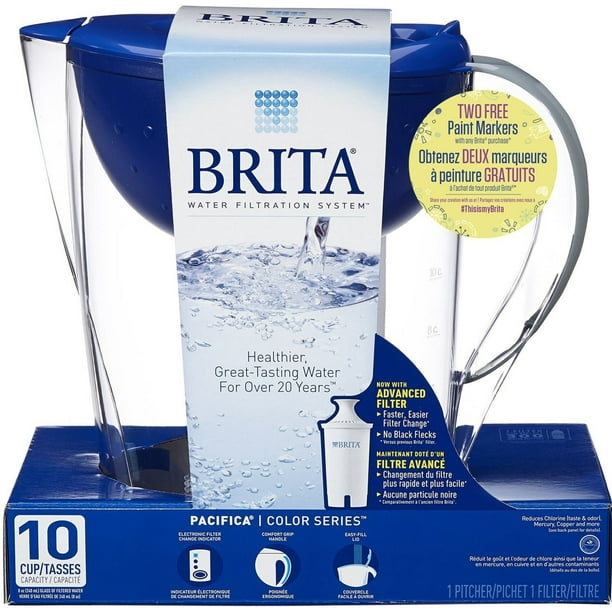 Système de filtration en pichet Brita (modèle Pacifica) avec marquers de peinture,10 tasses