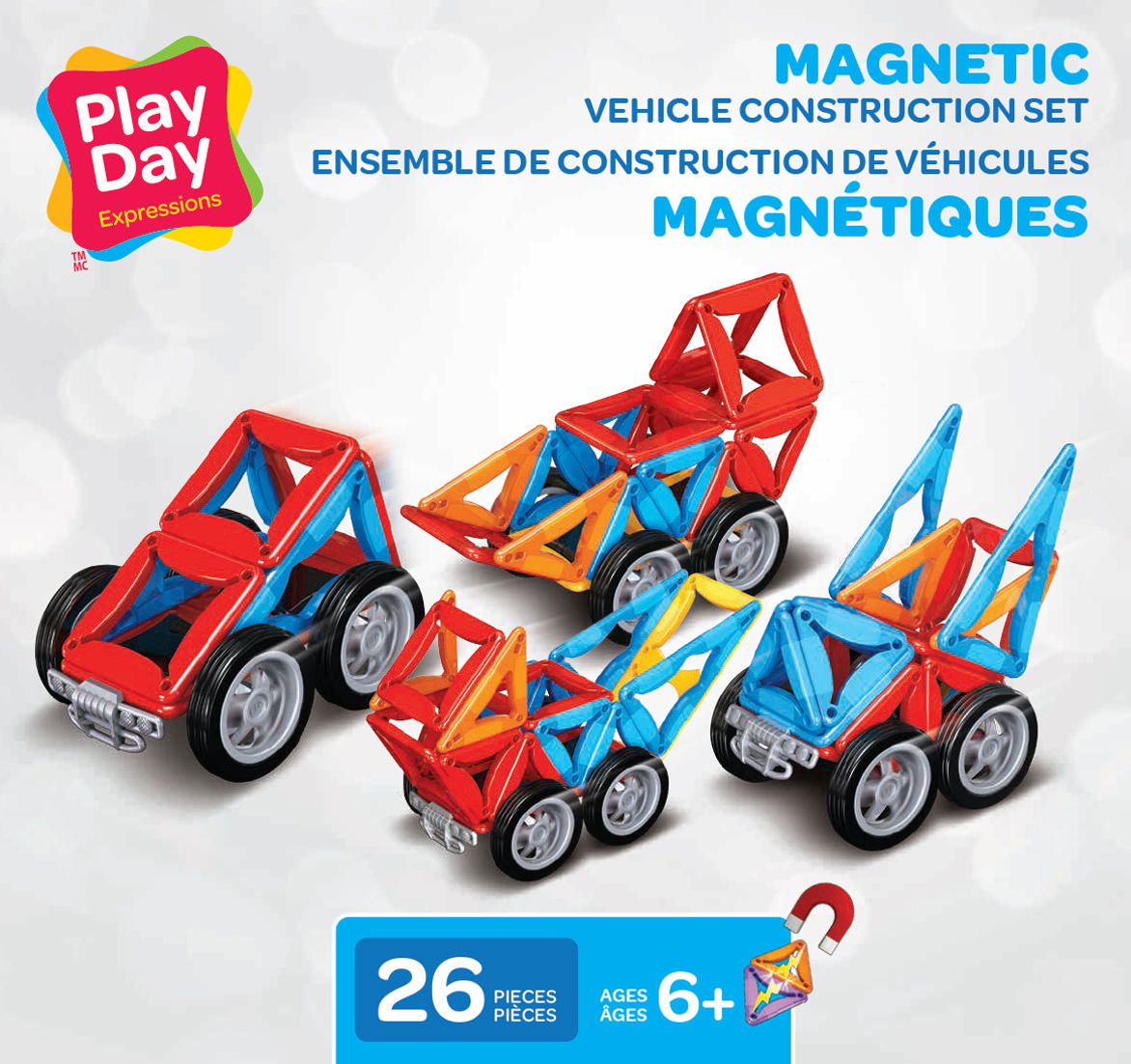 Jeux magnétique véhicules aimantés enfant 19-56 pièces