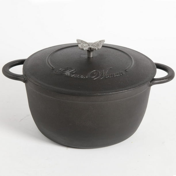 The Pioneer Woman Timeless Beauty 5-Quart Cast Iron Dutch Oven with  Stainless Steel Butterfly Knob