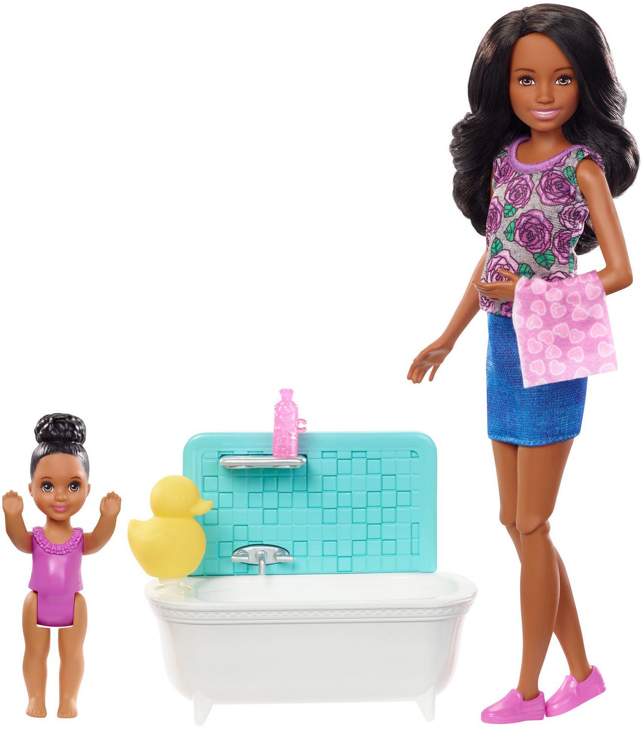 Barbie Skipper Babysitters Inc Dolls Bath Time Playset Brown