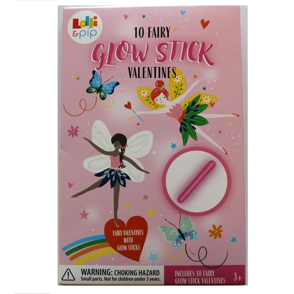 Lolli and Pip Valentine Fairy Exchage Cards with Glow Stick, 10 count