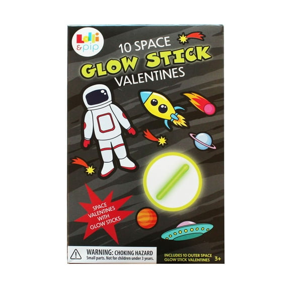 Lolli and Pip Valentine Outer Space Exchange Cards with Glow Stick, 10 count