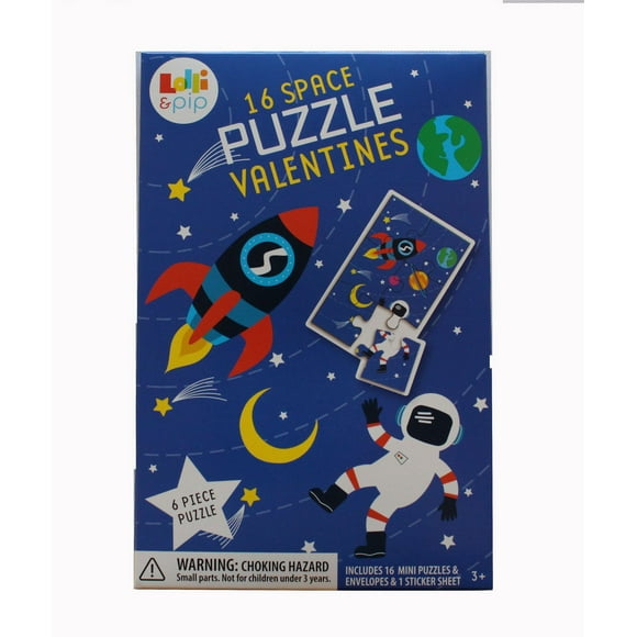 Lolli and Pip Valentine Outer Space Exchange Cards with Mini Puzzle, 16 count