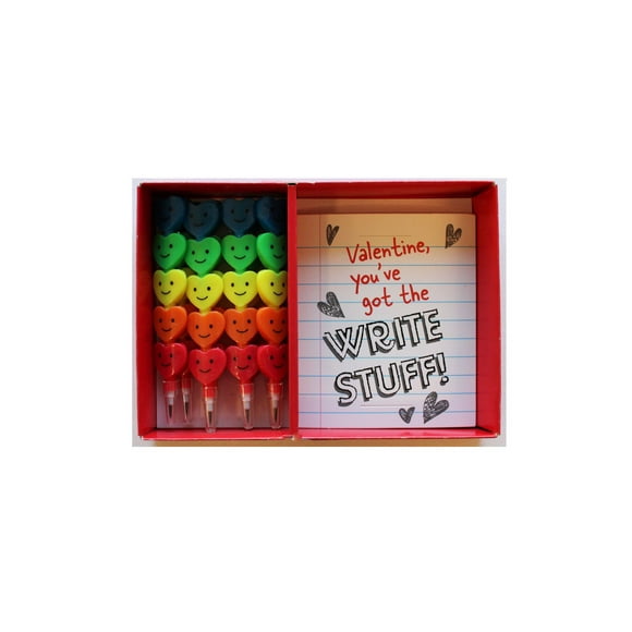Lolli and Pip Valentine Exchange Cards with Stacking Heart Pencil, 8 count