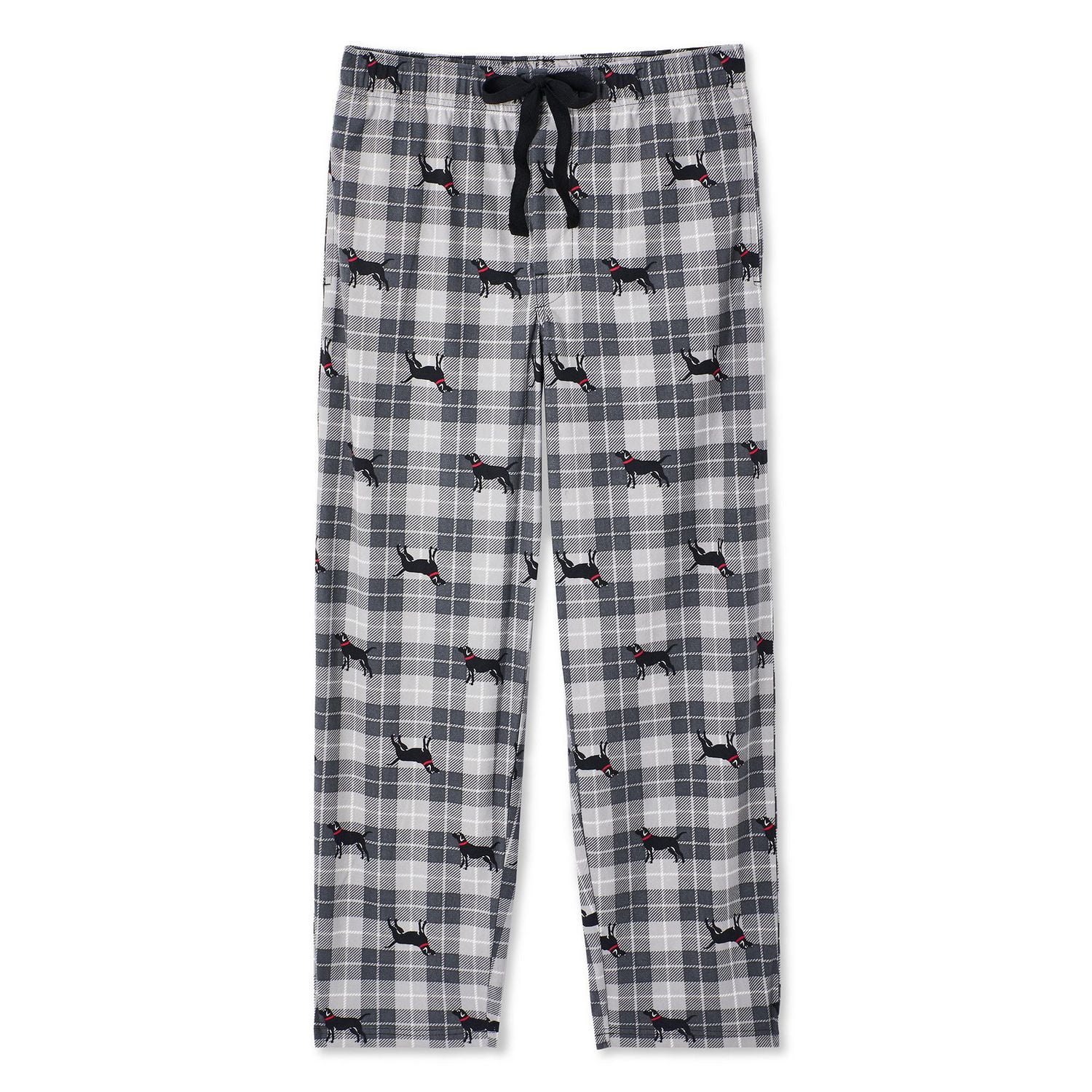 IZOD Men's Flannel Fleece Sleep Pant, grey and black