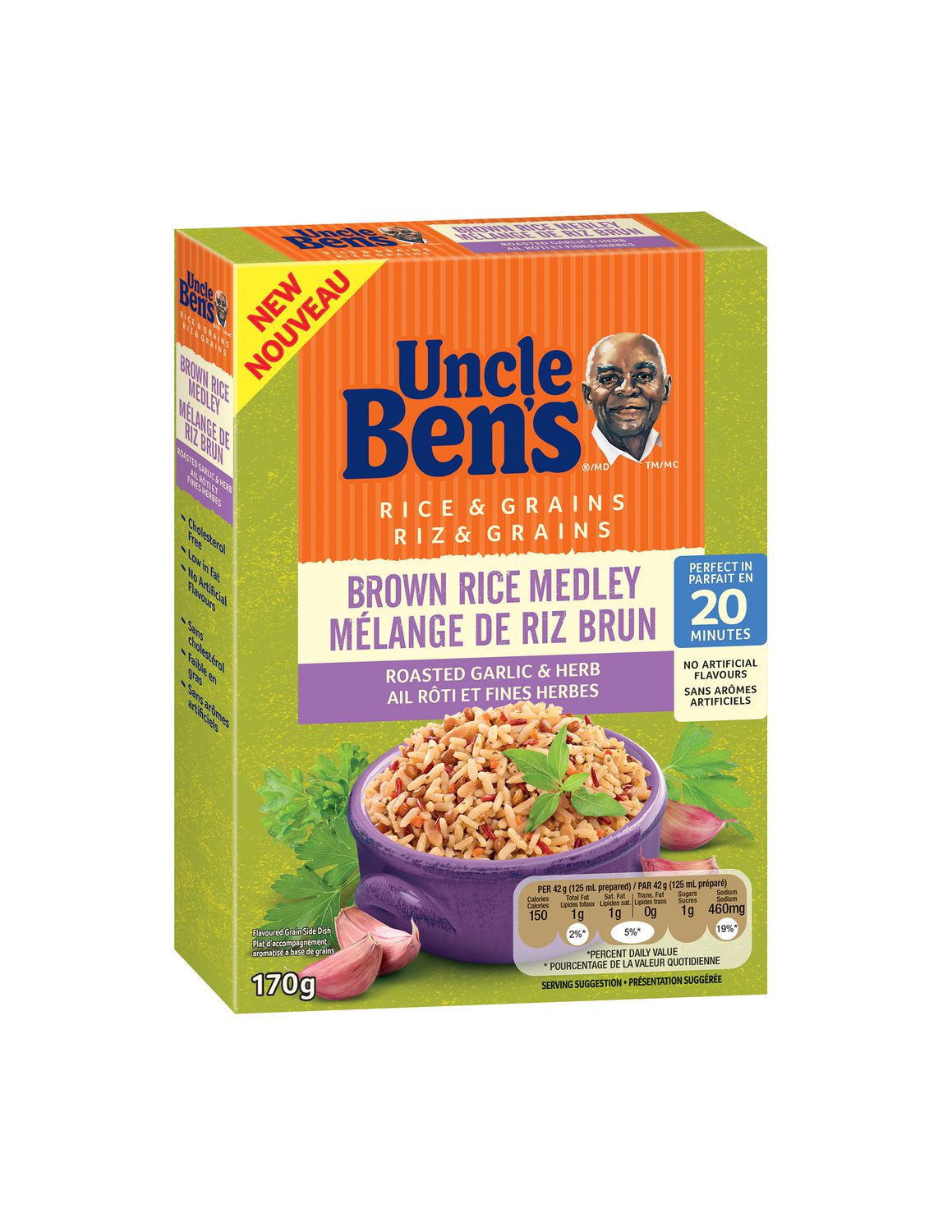 Uncle Ben's Rice And Grains Roasted Garlic And Herb Brown Rice Medley