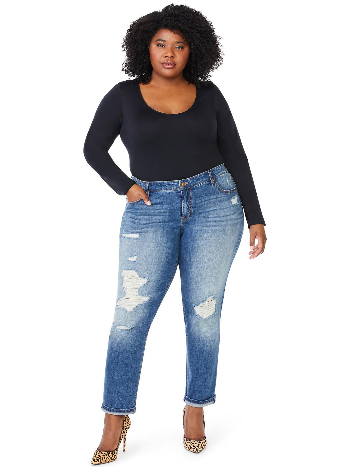 Sofia Jeans by Sofia Vergara Plus Size Bagi Boyfriend Mid-Rise