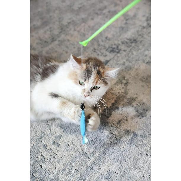 Cat Wand Toy,Colorful Cat Fishing Pole Toy with Bell | Fishing Pole Cat Toy  for Bored Indoor Cats Hunt and Exercise, Cat String Toy, Cat Fishing Rod