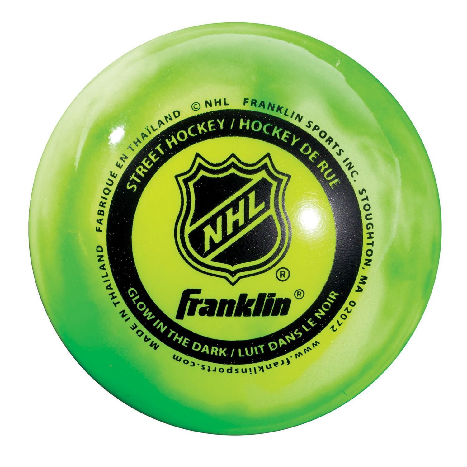 Franklin Glow In The Dark Street Hockey Ball Puck High Density Durable 2-Pack