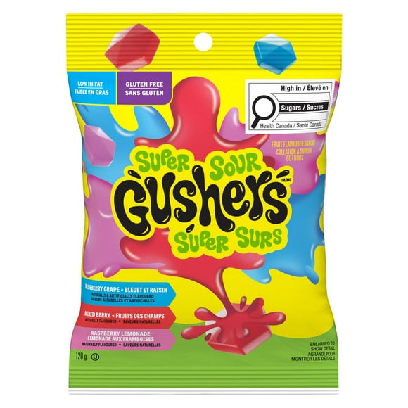 Betty Crocker Super Sour Gushers Fruit Flavoured Snacks 120g