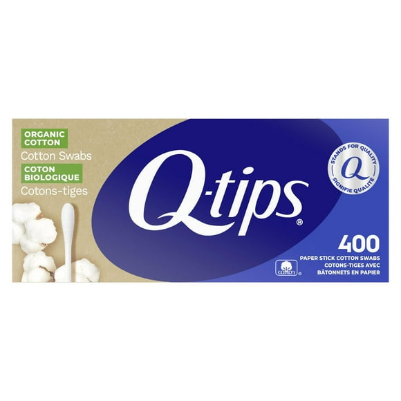 Q-tips Organic Cotton Swabs, For Baby, Beauty and First Aid, 100% Organic Cotton, 400 Count, Q-tips Organic Cotton Swabs 400 Count
