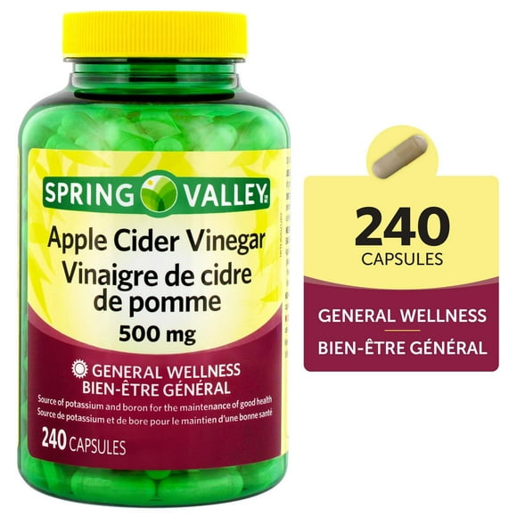 Spring Valley Apple Cider Vinegar 500mg, 240 capsules