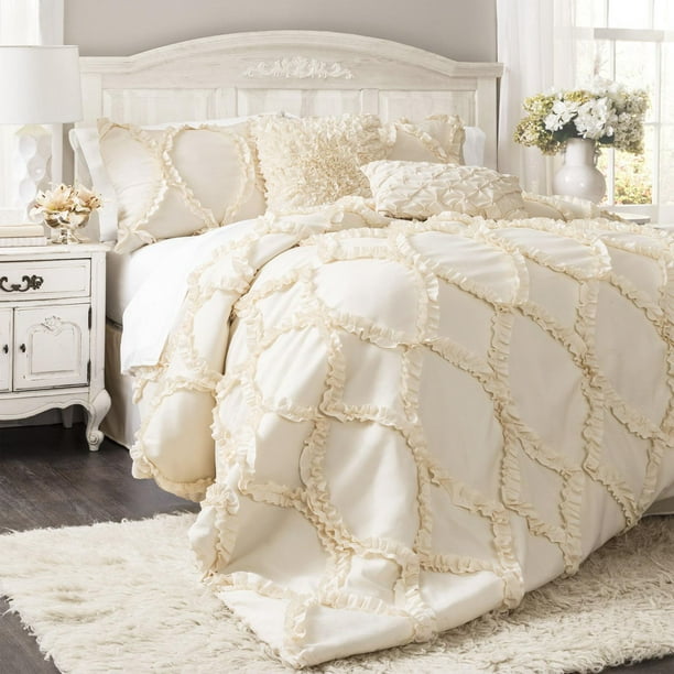 Lush Decor Avon Comforter Ivory 3Pc Set Queen 