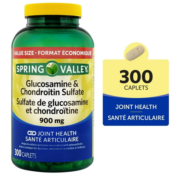Spring Valley Glucosamine & Chondroitin Sulfate 900mg, 300 Caplets