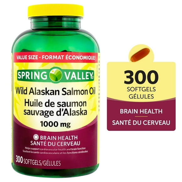 Spring Valley Wild Alaskan Salmon Oil 1000mg, 300 Softgels