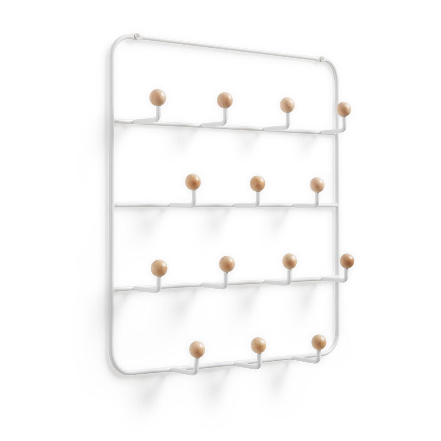 Umbra Estique Organizer. Rangement Mural Ou En Dessus De Porte Estique, Avec 14 Patères Pour Accessoires Et Vêtements. En Métal Blanc, Dimension 36.2X36.2X5.1Cm
