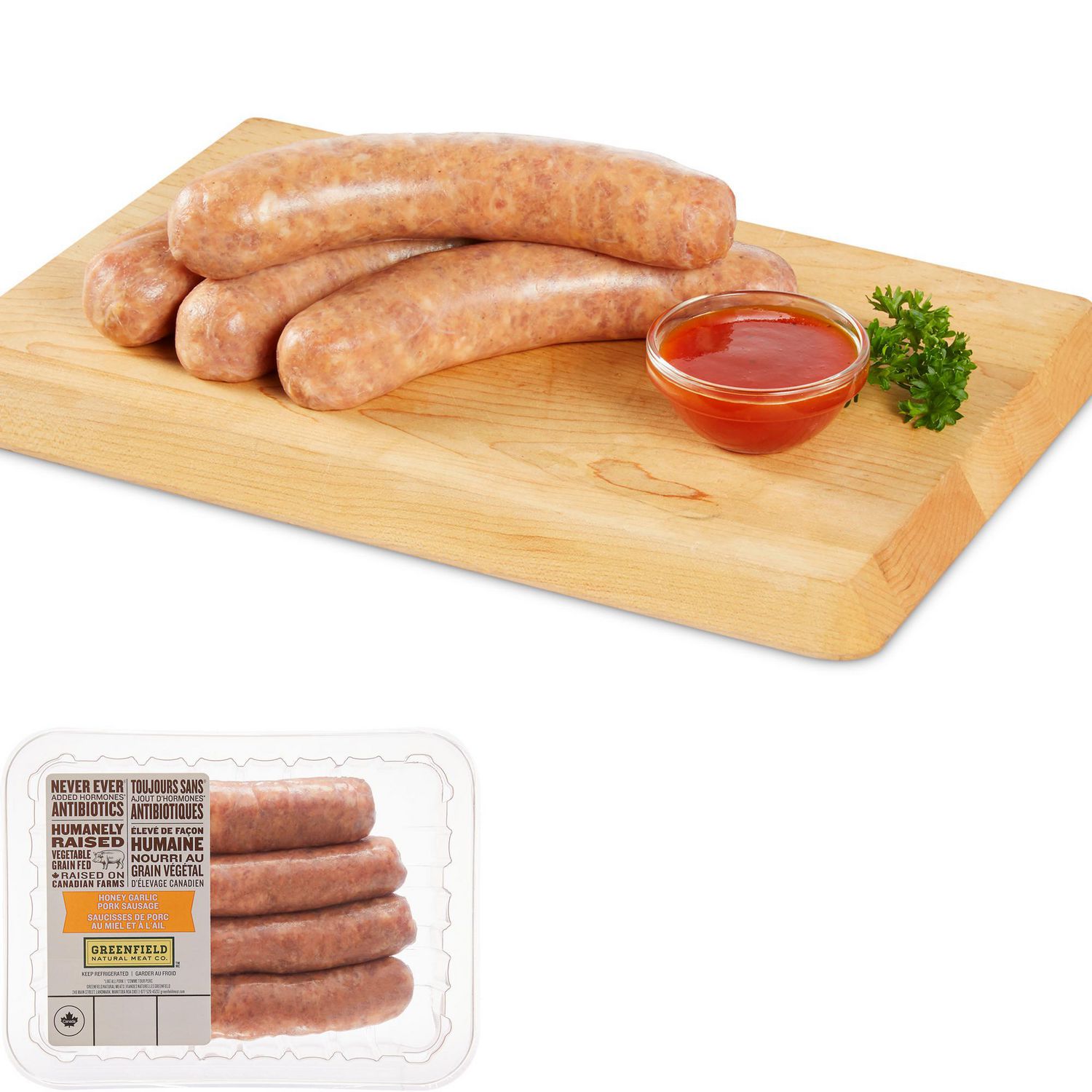 Greenfield Honey Garlic Pork Dinner Sausages, Raised without