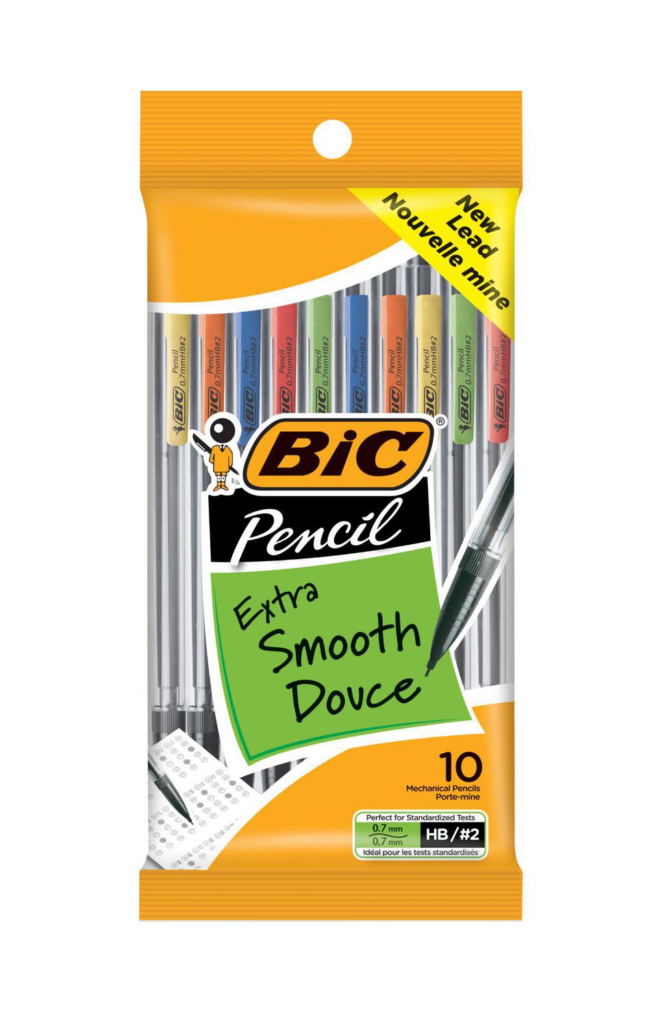 Porte-mine BIC Extra Smooth, pointe moyenne (0,7 mm), parfait pour la salle  de classe et en période d'examen, paquet de 5 Paq. de 5 