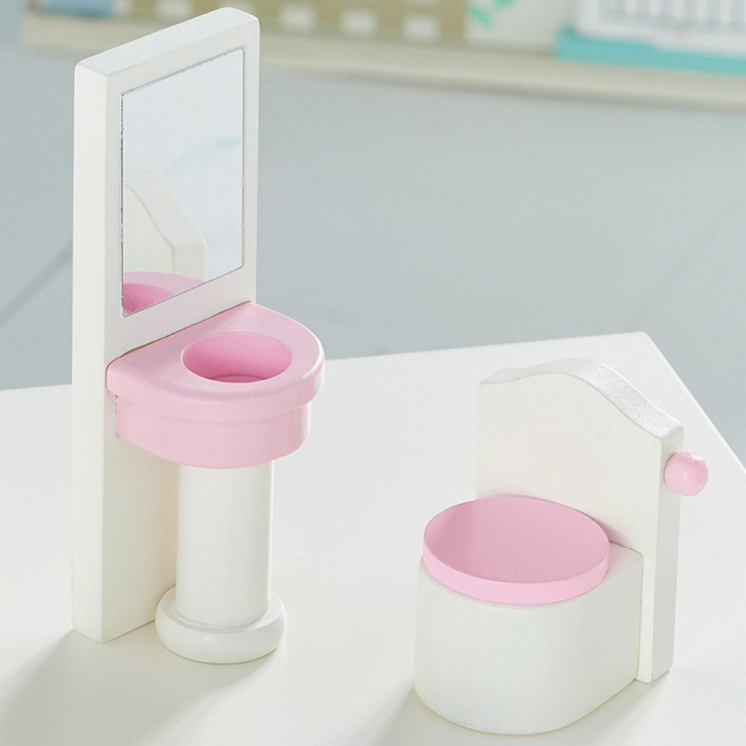 Jouet Hape - Meubles Salle de Bain en Bois pour Maison de Poupée -  Accessoire pour Salle de Bain : Douche, Baignoire, Toilette, Tapis de Bain  - Jouet pour Enfant à partir