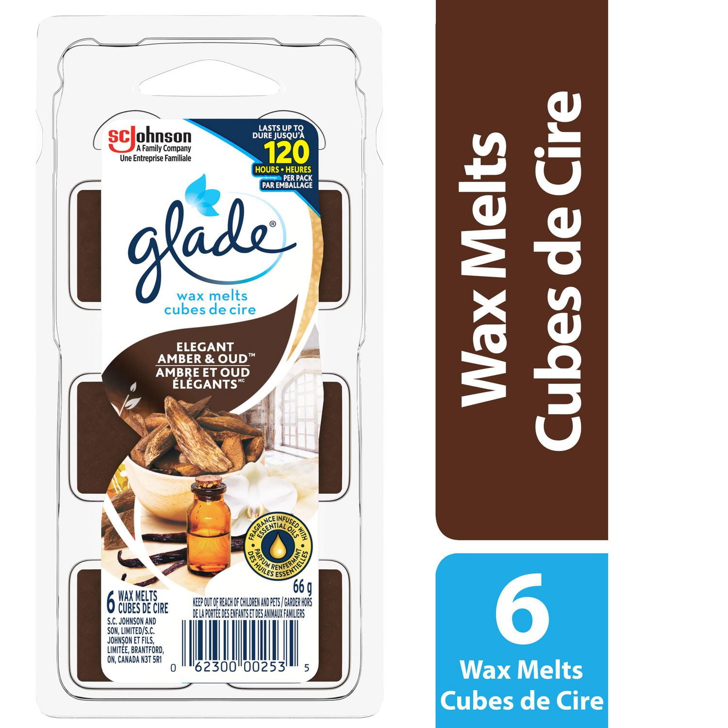 Glade Wax Melt Refills Air Freshener, Elegant Amber Oud, 6 Melts
