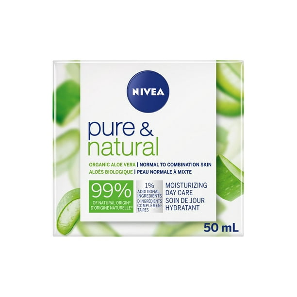 Nivea Crème de soin de jour hydratante pour peaux normales à combinaison Pure & Natural - l'huile d'argan biologique et aloès pot de 50 mL