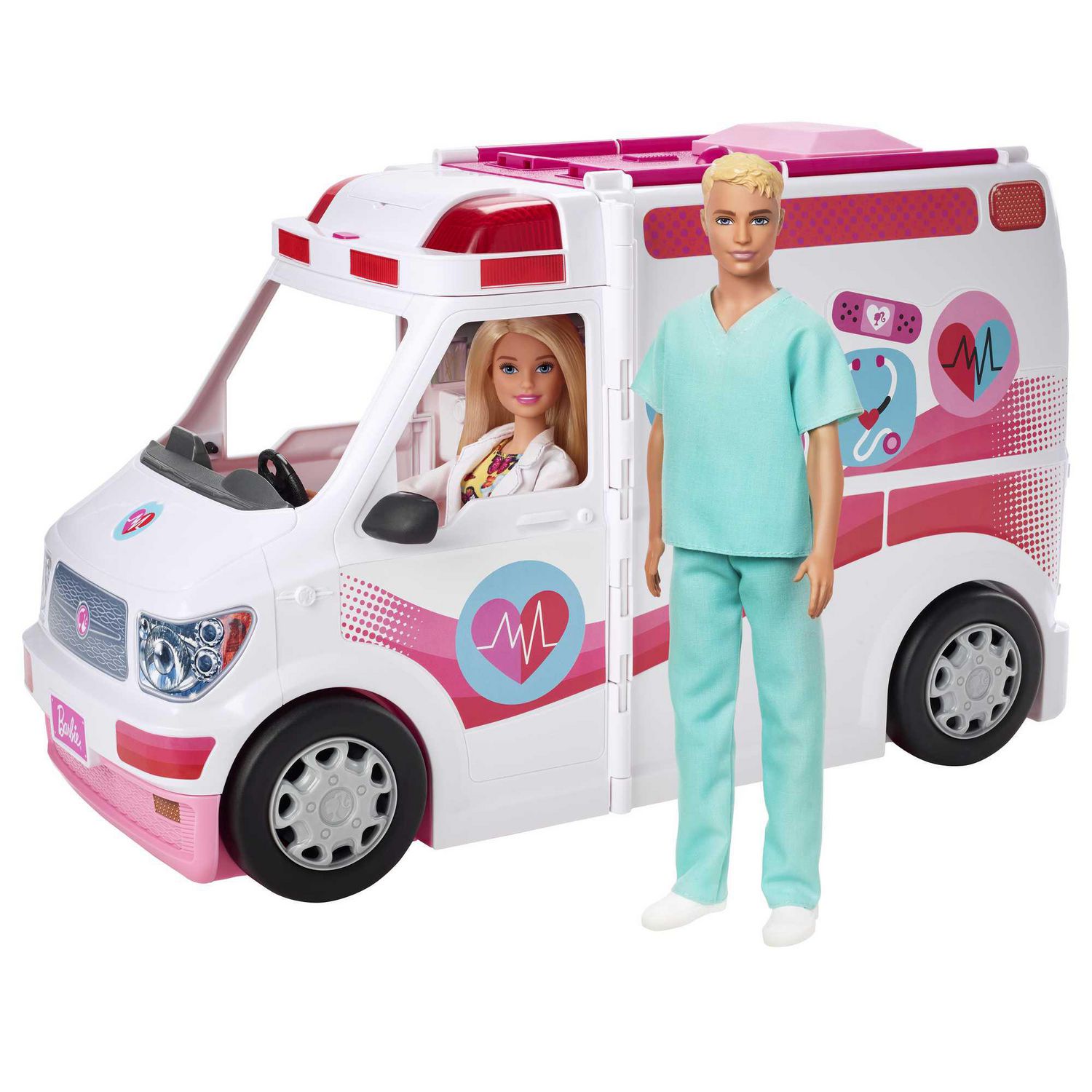 Barbie Care Clinic Vehicle & Dolls, Ambulance & Hospital Playset, 2+ feet  with Lights & Sounds, with Barbie & Ken Dolls | Walmart Canada