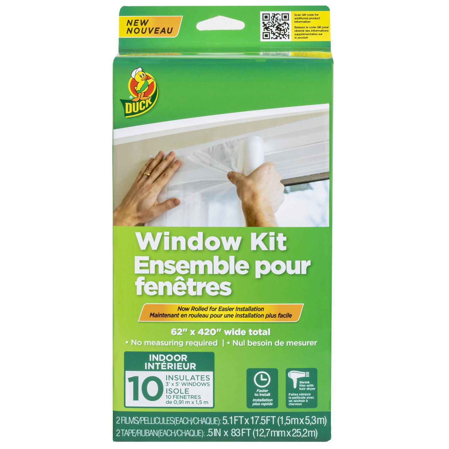 Duck Brand Rolled Shrink Film Window Kit Clear, 62 in. x 420 in., 10 pack 