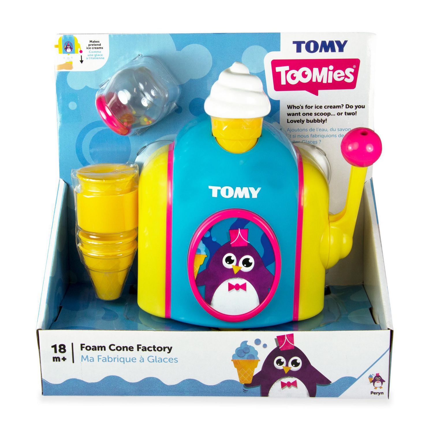 New Tomy 72378 Bath Foam Pretend Ice Cream Cone Factory Childrens Toy Yellow 